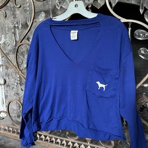 PINK Cropped Long Sleeve Tee, sz M